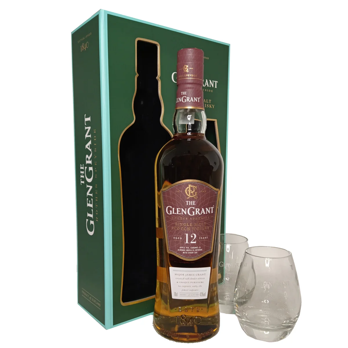 Glen Grant 12YO 0.70 +2 Bicchieri: vista principale